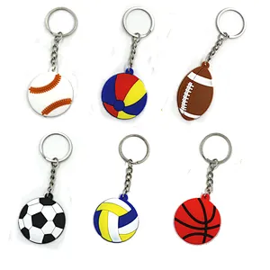 Hot Selling Customized Creative 2d/3d Sports Competition Gift Pvc Mini Ball Keychain Volleyball Keychains