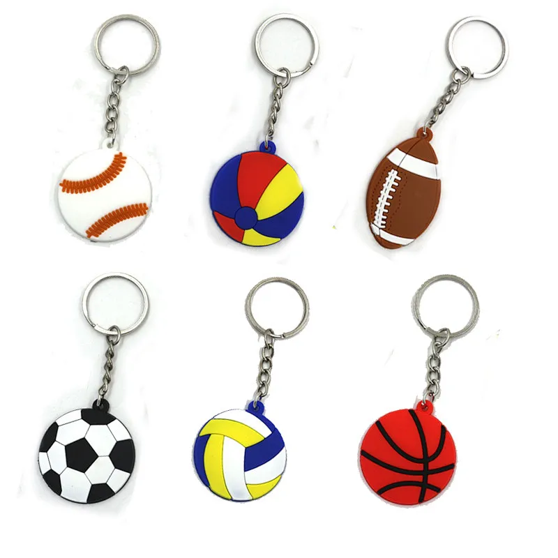 Hot Selling Customized Creative 2d/3d Sports Competition Gift Pvc Mini Ball Keychain Volleyball Keychains
