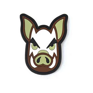 3D TACTICAL PIG VELCRO BACKED PVC RUBBER PATCH Airsoft Morale Badge Wild Boar Hog