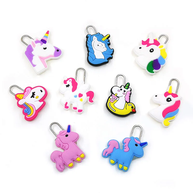 PVC Zipper slide cute colorful horse cartoon Zipper pull Replacement Clip Broken Buckle