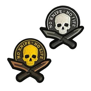 Knife No Life Skull Pvc 3d Military Tactical Patch Badge Applique Emblem