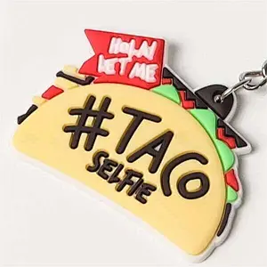 Custom made keychain 2D Taco Charm keychain Flexible rubber Soft PVC keychains