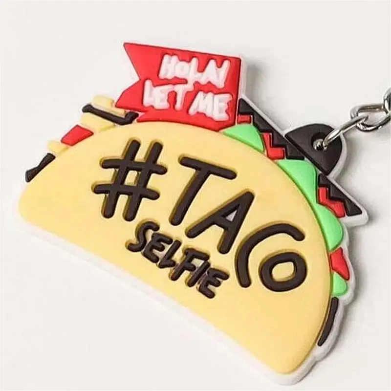 Custom made keychain 2D Taco Charm keychain Flexible rubber Soft PVC keychains