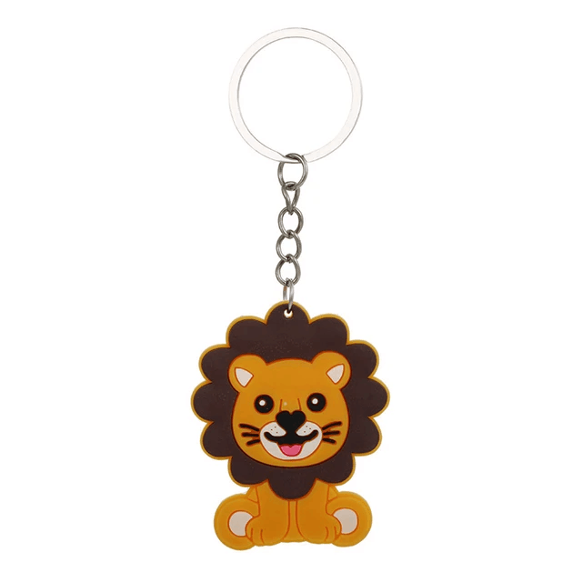 New Colorful Forest Zoo Animal Lion PVC Keychain