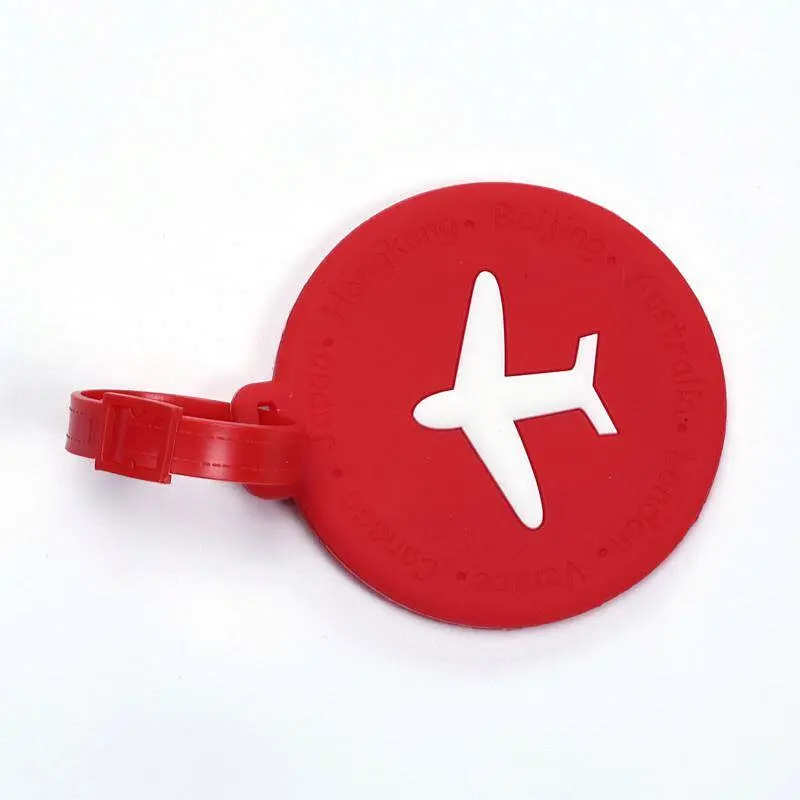 Personalized Cheap Round Tap Rubber Loop Bag Tag Soft Pvc Luggage Name Tag