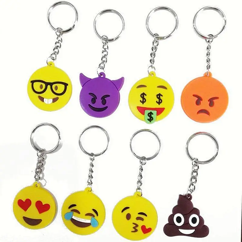 Key Ring Soft PVC Key Ring Smile Metal Cartoon Emoji Keychains Rubber Cool Keychains Fashion Novelty Gifts