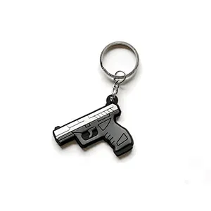Custom Logo Mini Key Chains Soft Pvc Toy Gun Keychain