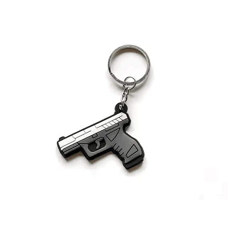 Custom Logo Mini Key Chains Soft Pvc Toy Gun Keychain