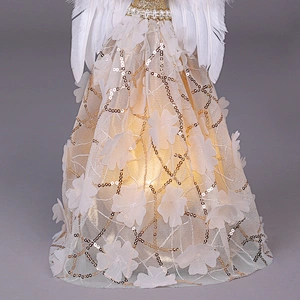 30cm Gold and White Lighted Angel Christmas Tree Topper-Clesr Light