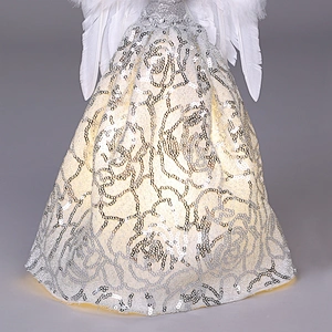 30cm Silvery and White Lighted Angel Christmas Tree Topper-Clesr Light