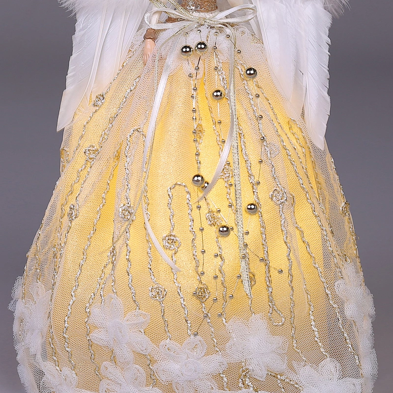 30cm Pink and White Lighted Angel Christmas Tree Topper-Clesr Light