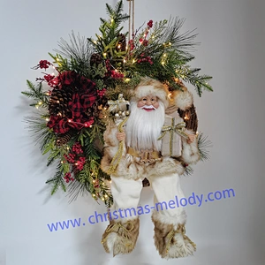 60cm  Santa garland with lights