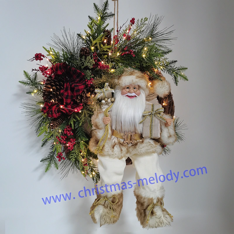 60cm  Santa garland with lights