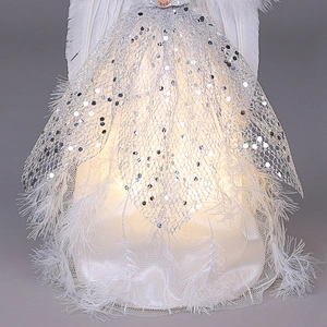 30cm White Lighted Angel Christmas Tree Topper-Clesr Light