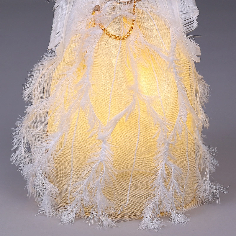 30cm White Lighted Angel Christmas Tree Topper-Clesr Light