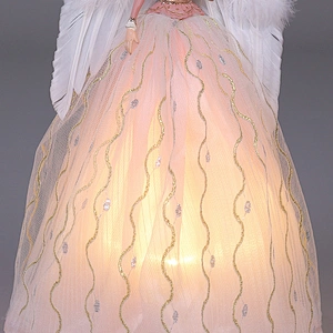 30cm Pink and White Lighted Angel Christmas Tree Topper-Clesr Light