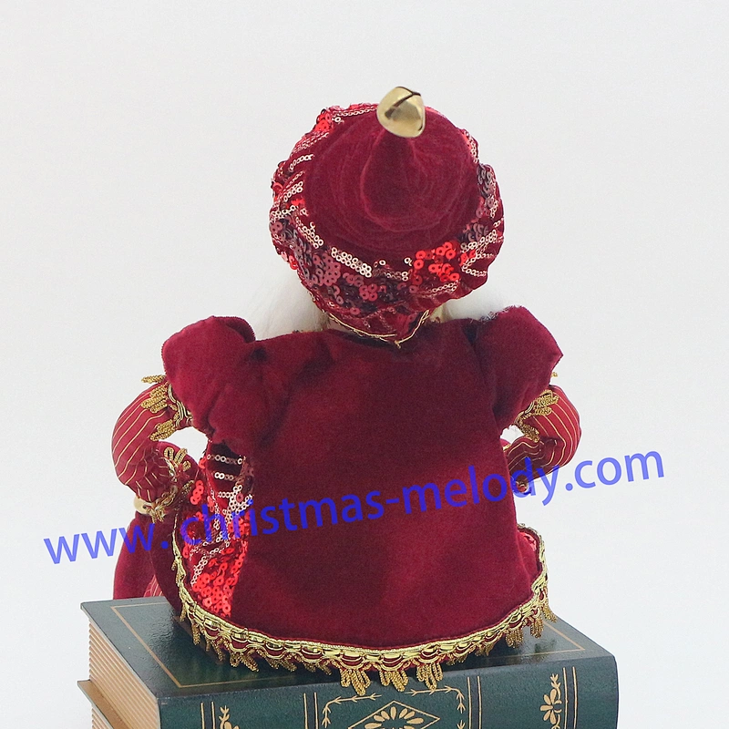 70cm Burgundy Sitting elves that can pose