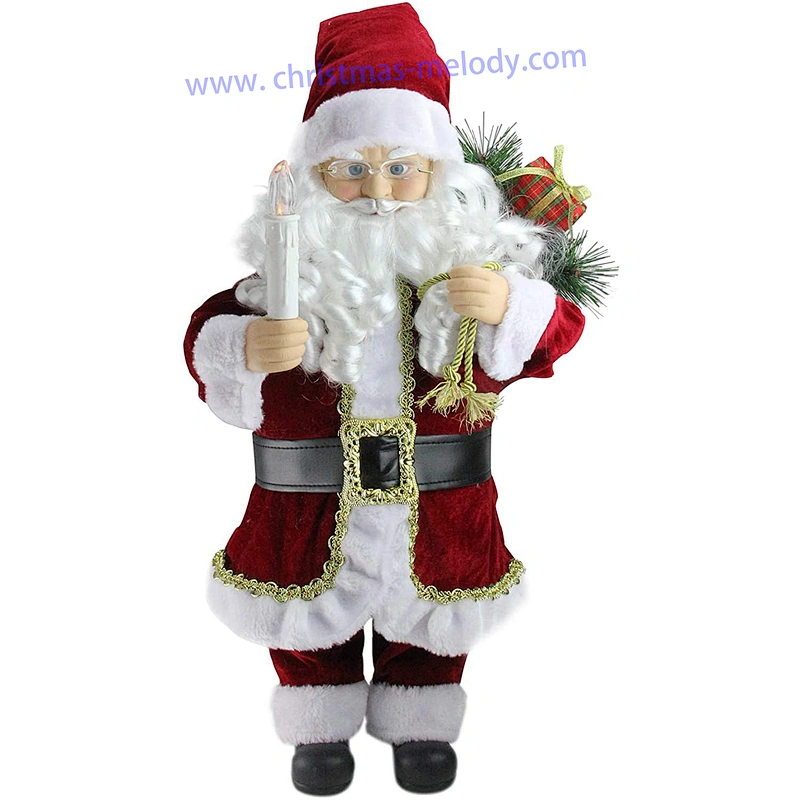 SOTE 24″ Pre-Lit Animated Santa Claus Holding Candle Christmas  Decoration Christmas Table Top Figure.