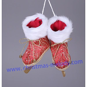 COUNTRY CHRISTMAS ICE SKATES HAND CARVED FRAME DOOR WREATH HANGER RED PLAID UNIK 20*20cm