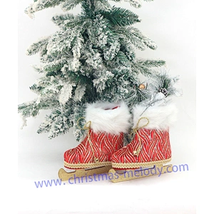 COUNTRY CHRISTMAS ICE SKATES HAND CARVED FRAME DOOR WREATH HANGER RED PLAID UNIK 20*20cm