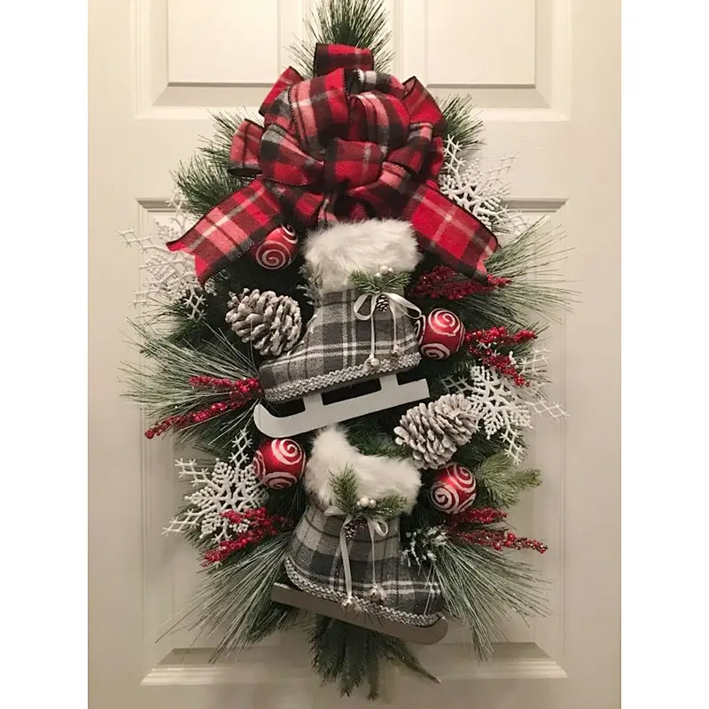 20*20cm Ice skate wreath  ice skate door hanger  ice skate decor