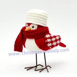 17cm  Birds in red and white hats  AB