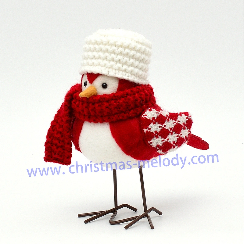 17cm  Birds in red and white hats  AB