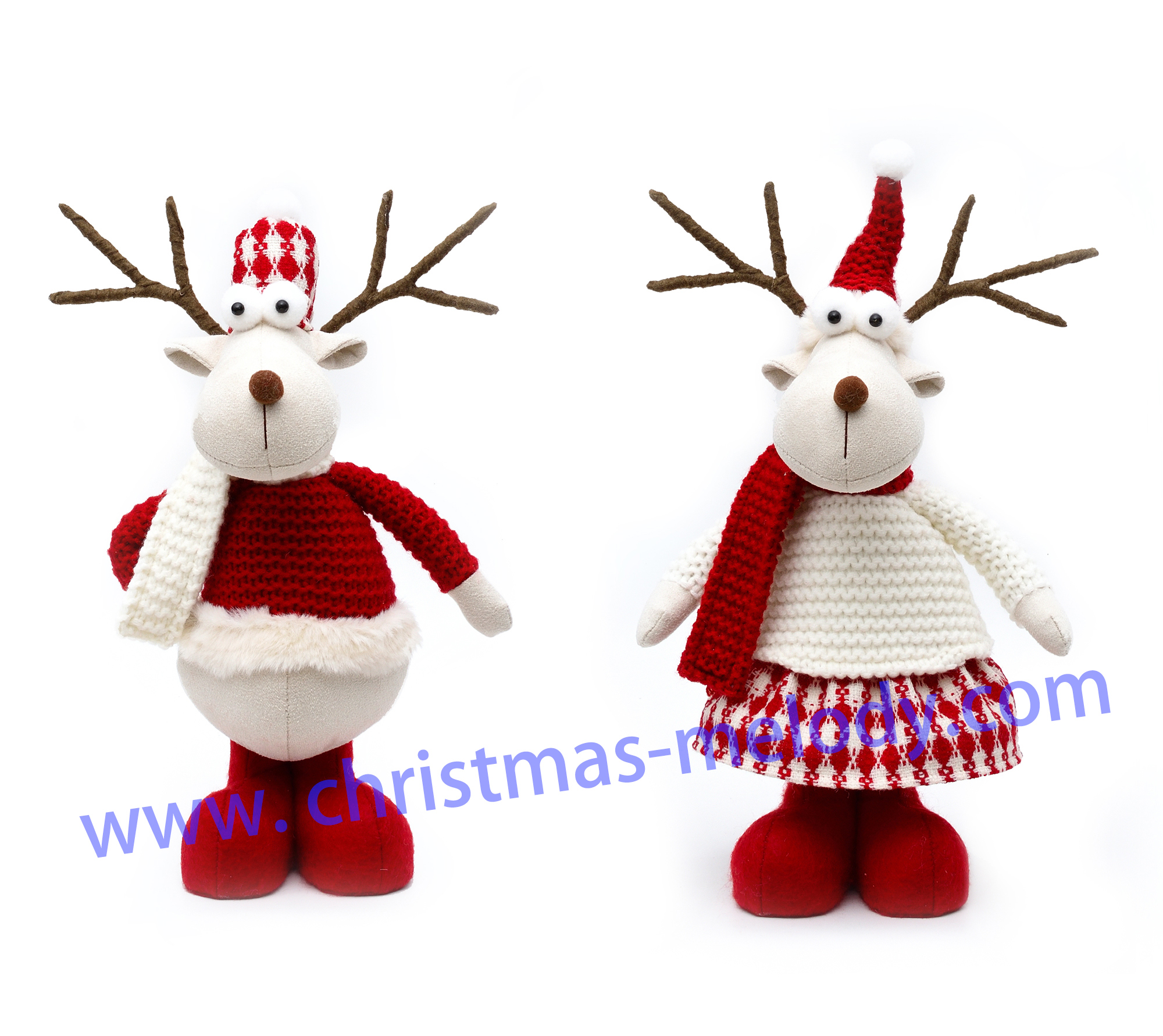 30/35cm  Red and white AB Christmas deer