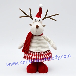 30/35cm  Red and white AB Christmas deer