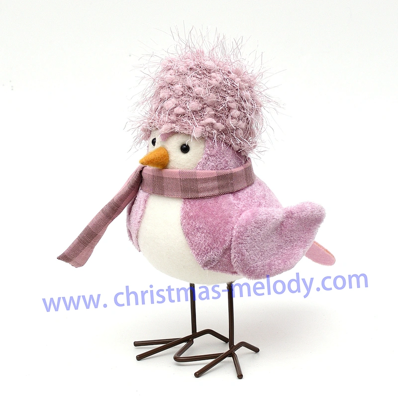 17cm  Purple and pink bird with hat  AB
