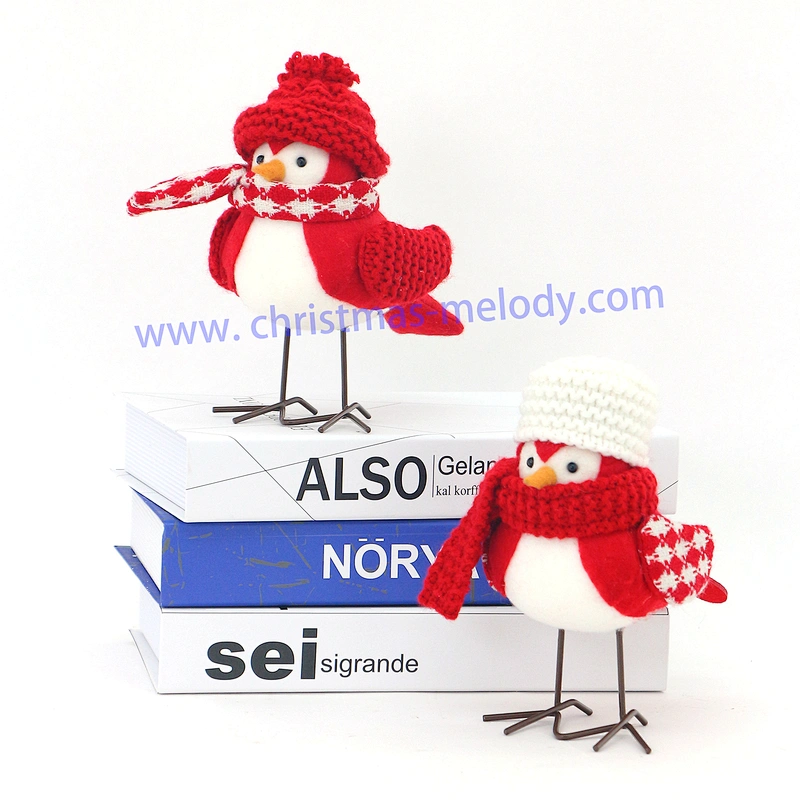 17cm  Birds in red and white hats  AB