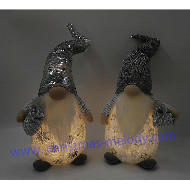 60cm  Grey fairy with feet and lights and big nose