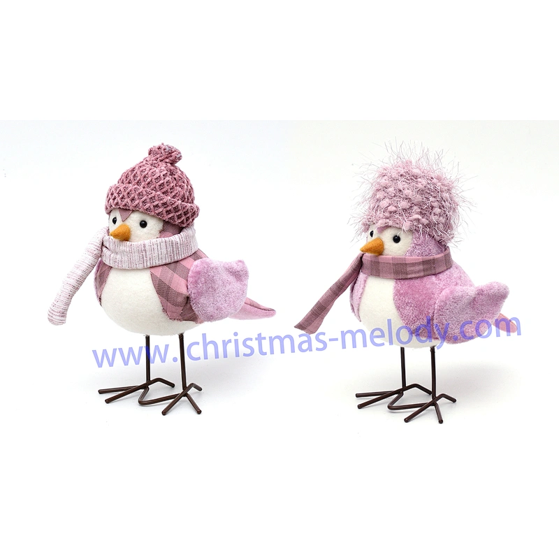 17cm  Purple and pink bird with hat  AB