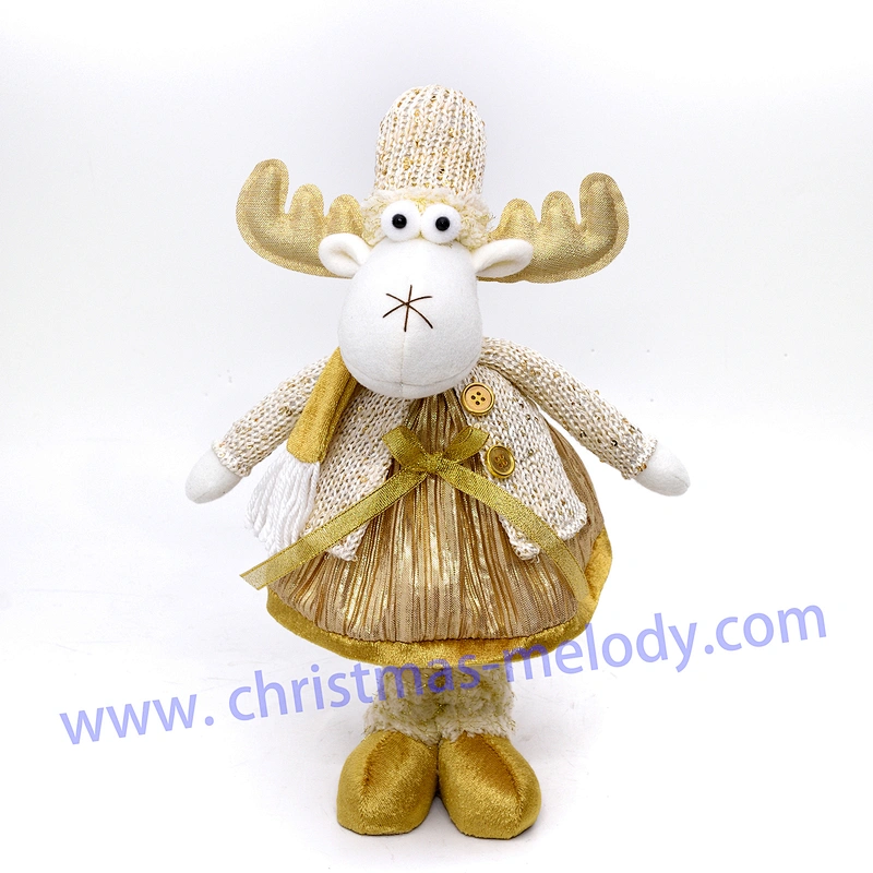30/35cm  Golden White Christmas deer ab
