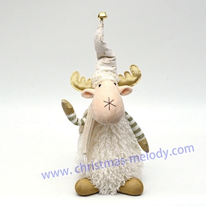 35cm  Golden white sitting deer AB with light