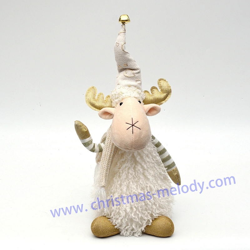 35cm  Golden white sitting deer AB with light