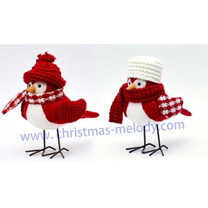 17cm  Birds in red and white hats  AB