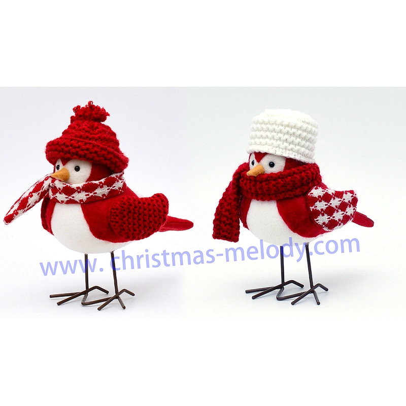 17cm  Birds in red and white hats  AB