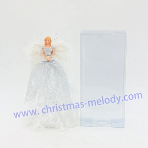 30cm White Lighted Angel Christmas Tree Topper-Clesr Light