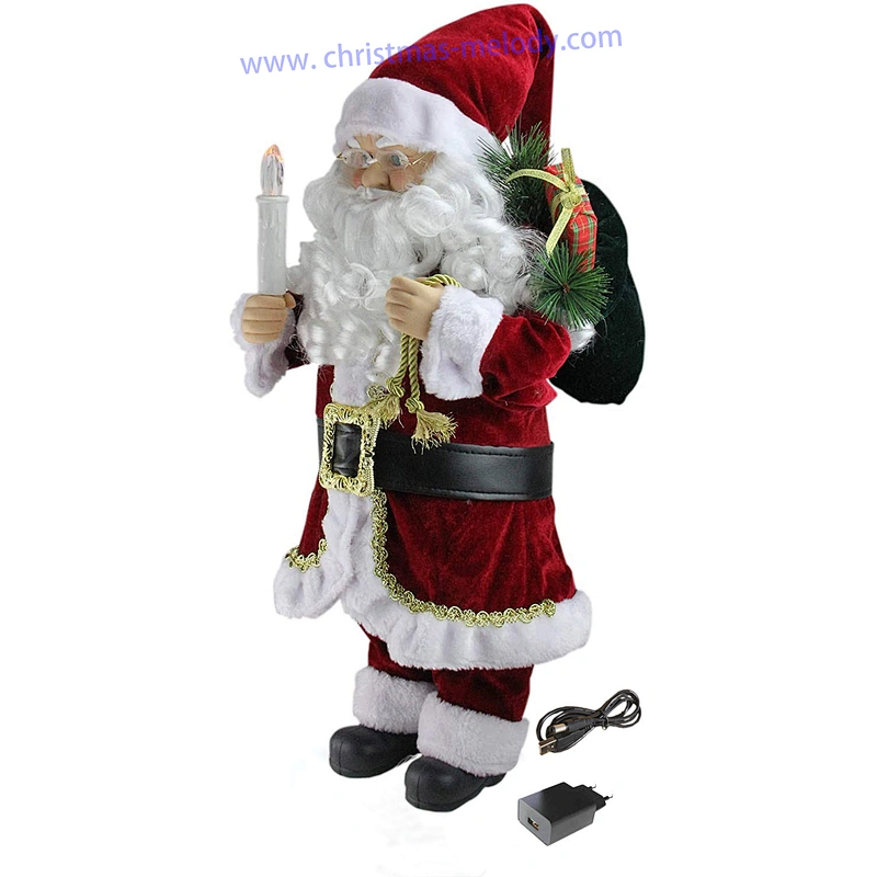 SOTE 24″ Pre-Lit Animated Santa Claus Holding Candle Christmas  Decoration Christmas Table Top Figure.