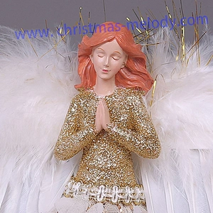 30cm Gold and White Lighted Angel Christmas Tree Topper-Clesr Light