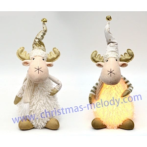 35cm  Golden white sitting deer AB with light