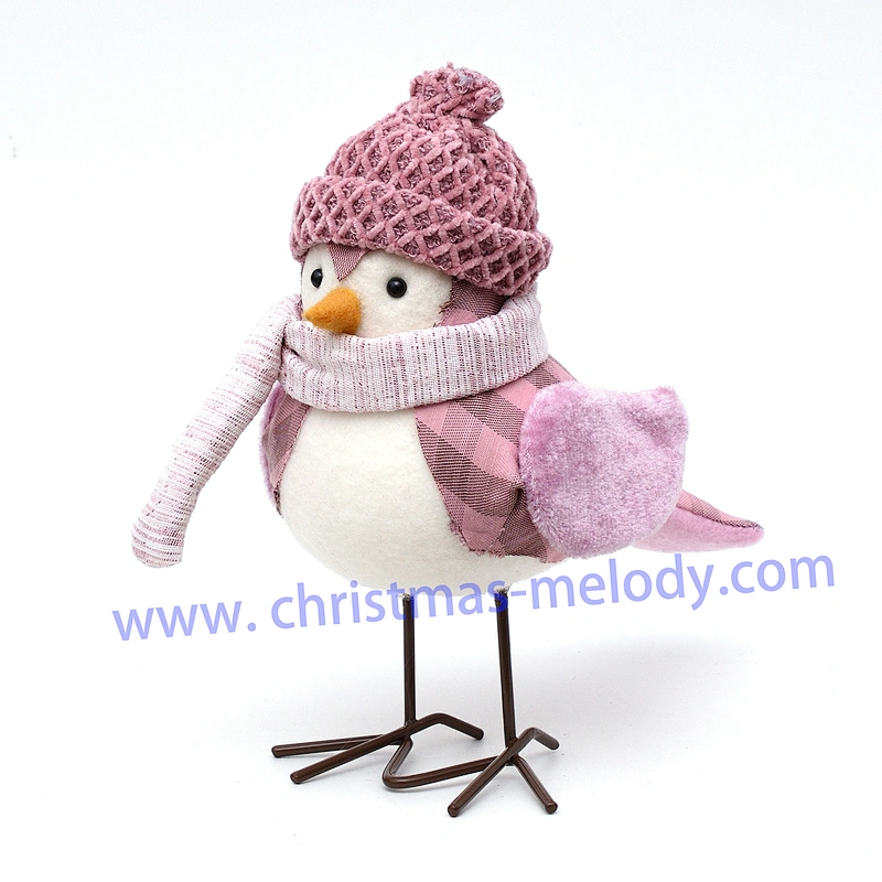 17cm  Purple and pink bird with hat  AB