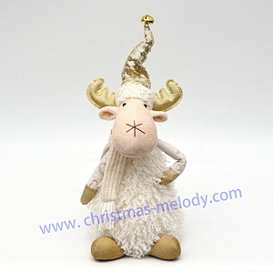 35cm  Golden white sitting deer AB with light