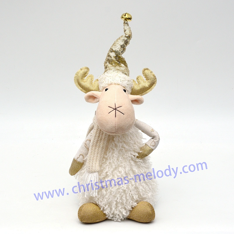 35cm  Golden white sitting deer AB with light
