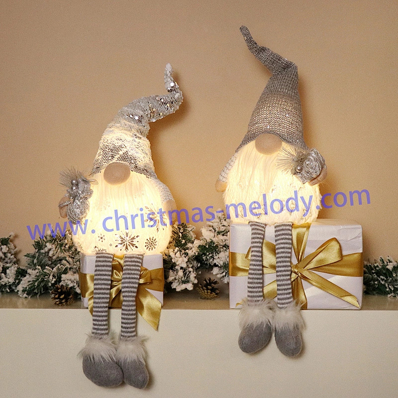 60cm  Gray soft back sitting with light big nose Elf