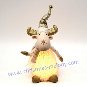 35cm  Golden white sitting deer AB with light