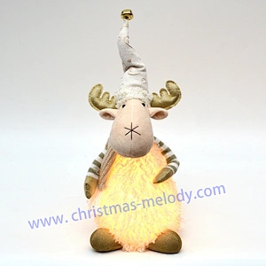 35cm  Golden white sitting deer AB with light