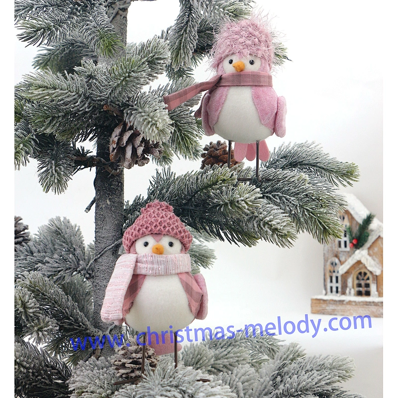 17cm  Purple and pink bird with hat  AB