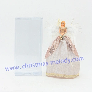 30cm Gold Lighted Angel Christmas Tree Topper-Clesr Light